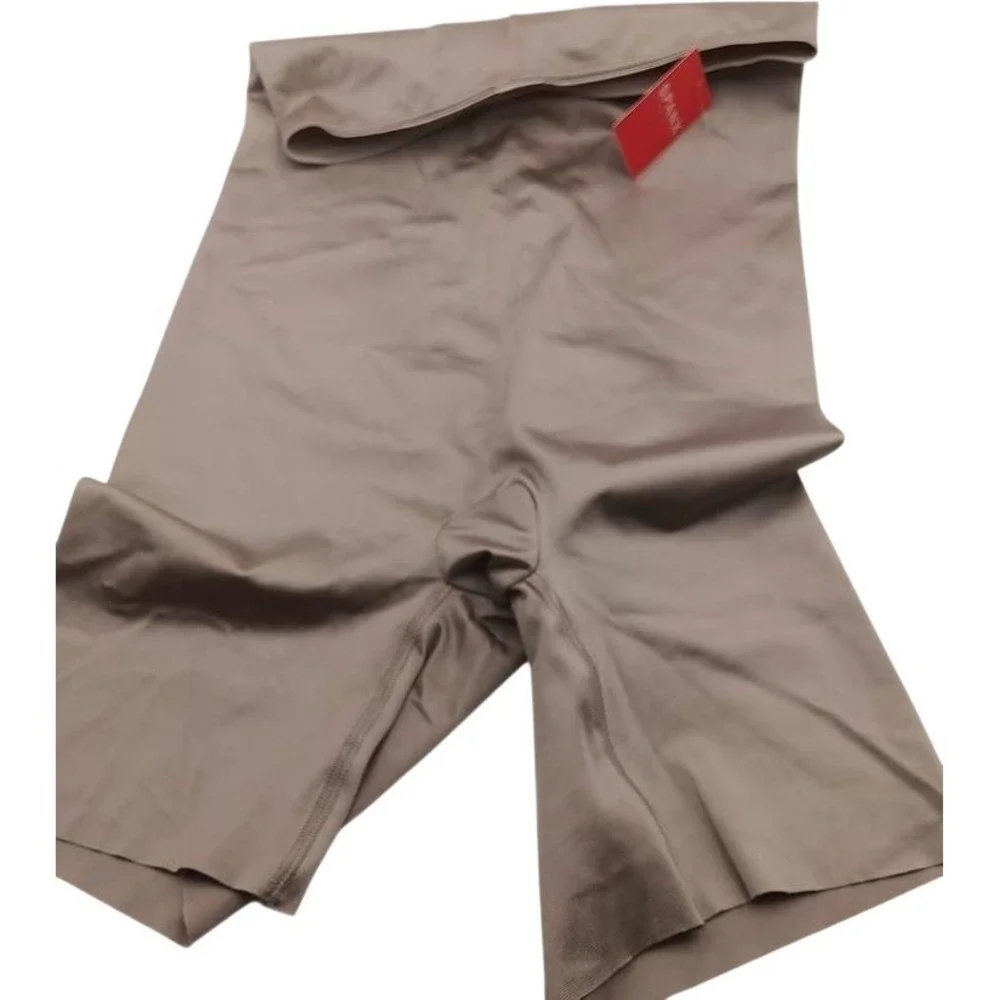 Spanx‎ Shaper Shorts Womens Large Beige Hi Waist Shapewear Control Sandcastle